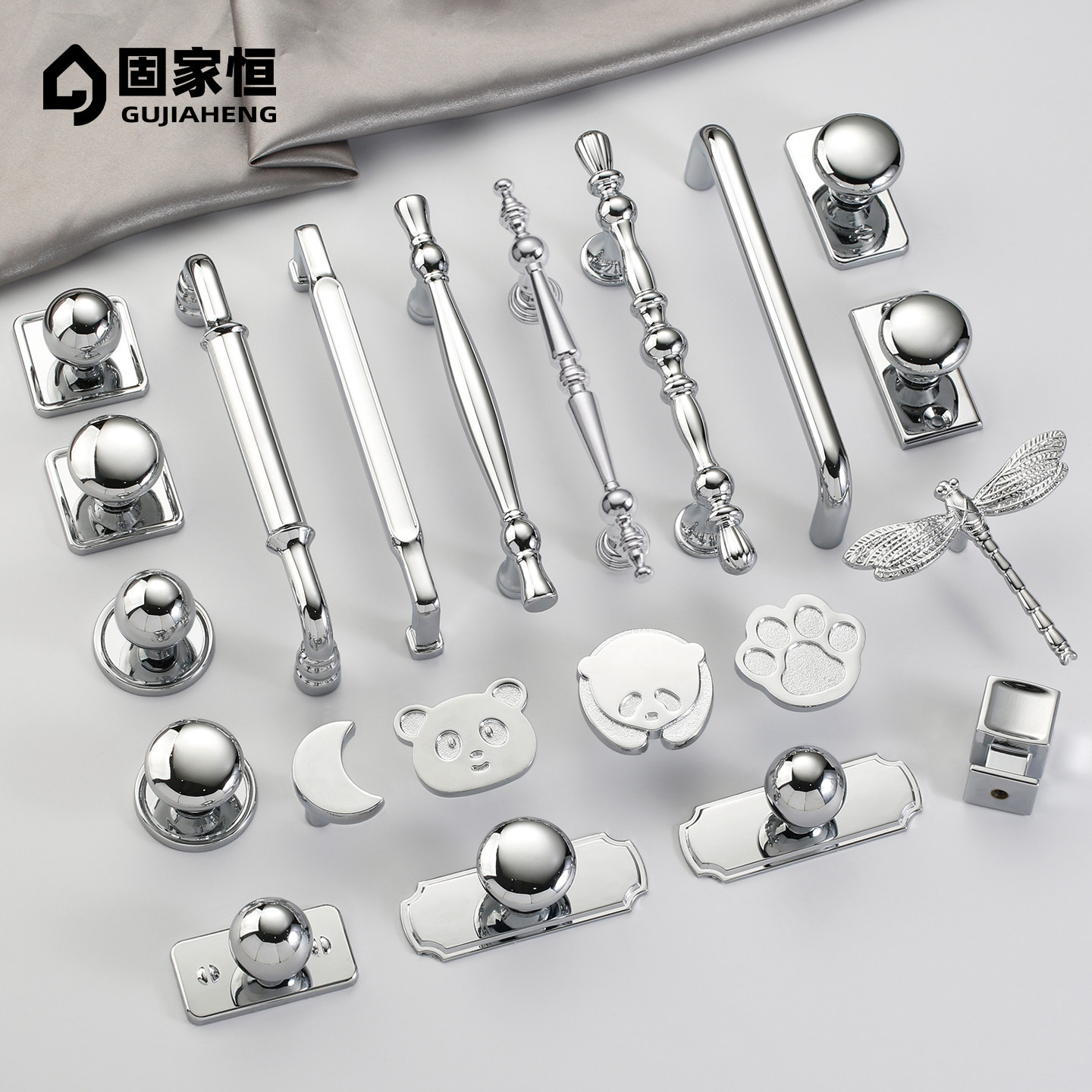 法式轻奢奶油风镀铬柜门拉手图片