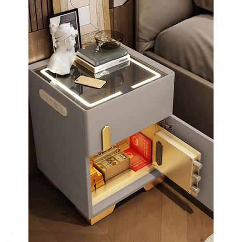 智能床头柜带保险柜多功能家用带锁小型可无线充保险箱床边柜一体
