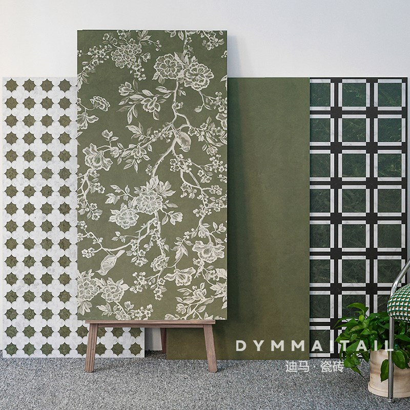 法式中古风花鸟墨绿色花砖浴室y卫生间背景墙厨房民宿餐厅墙砖瓷