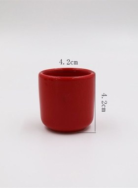 红色陶瓷供杯茶杯拜拜红色茶杯酒杯供神水杯纯红陶瓷杯子家用红杯