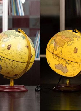 新中式仿古地球仪学生用教学版高清办公室摆件创意客厅家居摆设灯