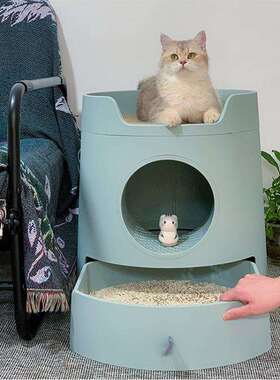 MAYITWILL米尾猫城堡猫砂盆猫窝组合半封闭抽屉式猫砂盆大号猫厕