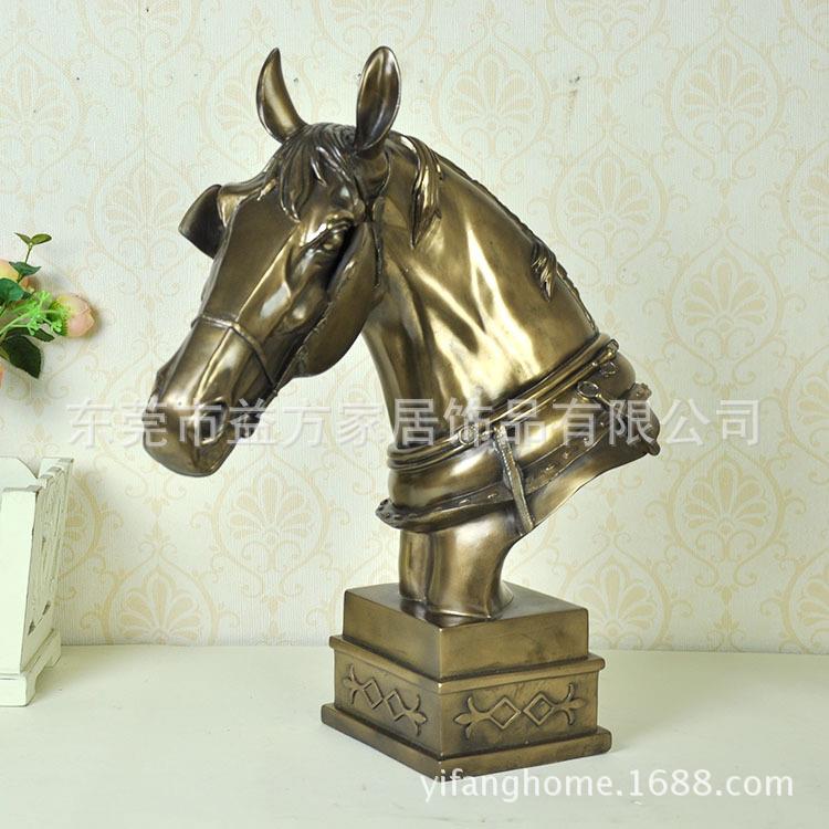 仿真铜效果战马摆件 客厅书房新房家居装饰 马到成功工艺品摆设