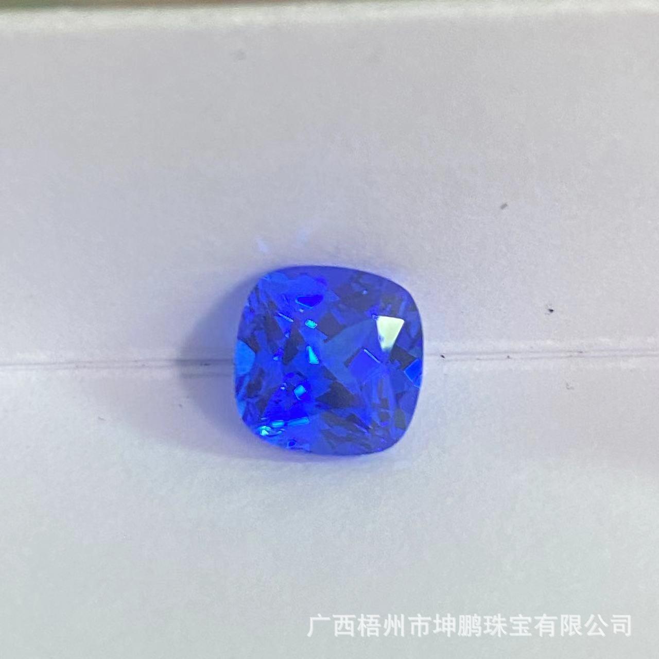 源头工厂矢车菊蓝肥正方实验室培育蓝宝石肥方天然底切割裸石戒面