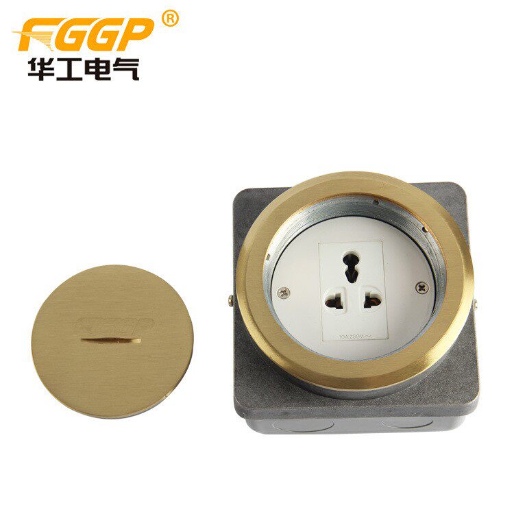 华工地面插座 HGD-100Y高品质铜合金一位三插螺旋式多功能地插