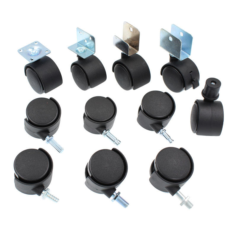 空调扇烘干机塑料万向滚轮平板丝牙插杆花架N置物架轮子晾衣架脚