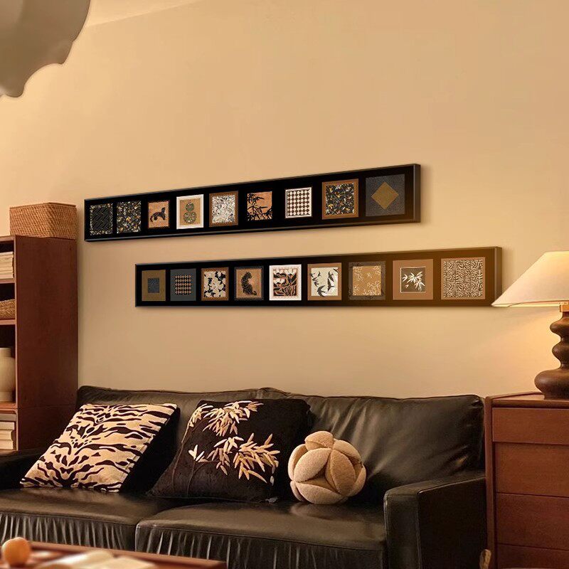 法式复古中古南洋风极窄长条客厅装饰画卧室挂画床头主卧房间壁画