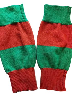 柿绿色袜套护膝腿套堆堆袜潮款关节保暖毛线针织袜子护小腿防寒