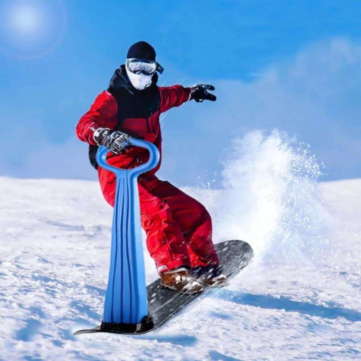 滑雪车加长加厚成人儿童滑雪板带刹车滑雪板滑沙板爬犁雪橇车草地