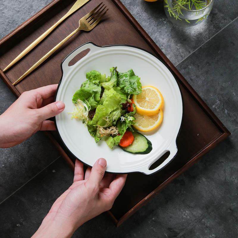 北欧创意早餐盘西餐盘陶瓷烤盘简约黑线家用酒店餐具双耳圆形菜盘,玩具/童车/益智/积木/模型,毛绒/玩偶/公仔/布艺类玩具,淘宝优惠券,粉丝福利购,淘宝优惠卷