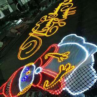 夜景外幕墙灯饰画 高楼玻璃霓虹灯管动态发光灯饰画厂家设计制作