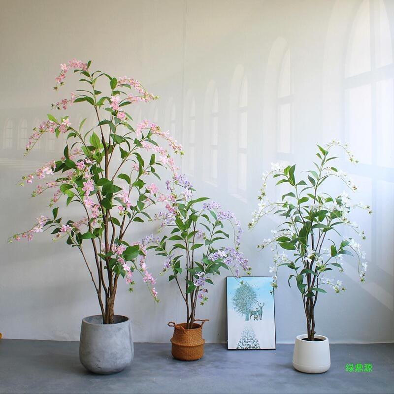 盆栽摆件垂丝植物落地民宿家居酒店茉莉花假绿铺橱窗装饰
