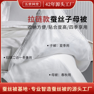 五世同堂鲜茧真丝光双宫长丝桐乡桑蚕丝被拉链子母被婚庆手工A类