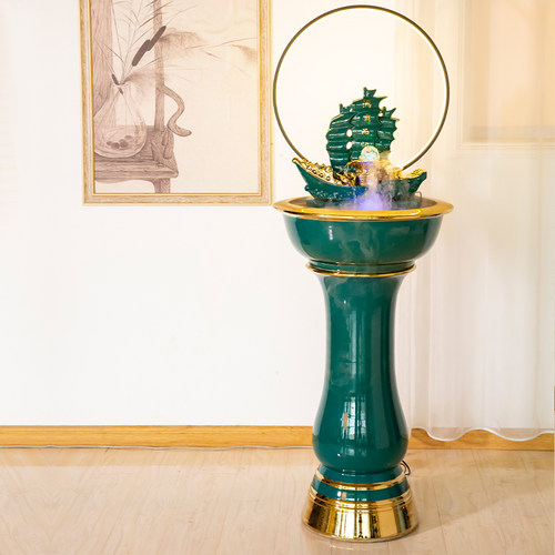 新中式流水摆件室内客厅电视柜旁循环水喷泉落地新居开业招财景观