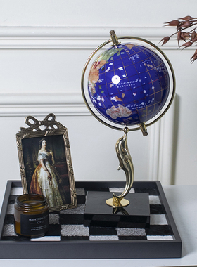 全铜地球仪摆件现代简约办公室书房书柜书桌酒柜装饰品商务礼品