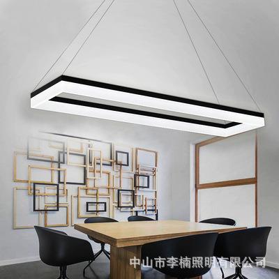 办公室吊灯 led长方形超亮工作室商用店铺吊灯会议室现代简约灯具