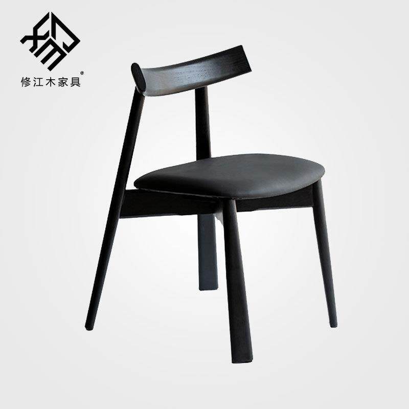 北欧风实木椅意大利设计师船桨椅休闲椅餐厅咖啡厅餐椅家用靠背椅