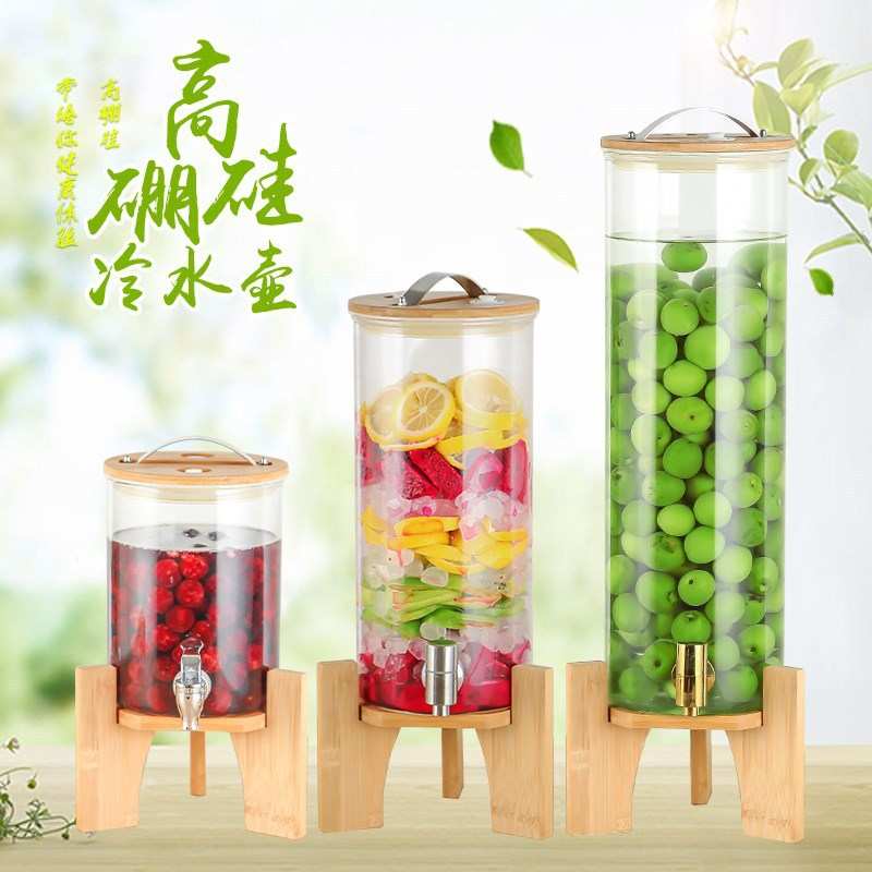 带龙头凉水壶高硼硅玻璃耐高温大容量饮料果汁桶柠檬水酒桶酵素桶