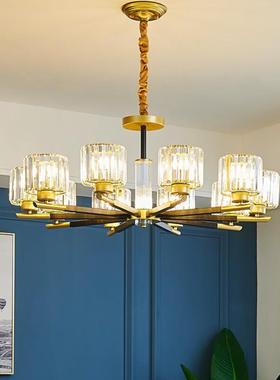 灯霓莱全铜大气北欧客厅吊灯小厅灯LED轻奢水晶灯餐厅吊灯后现代