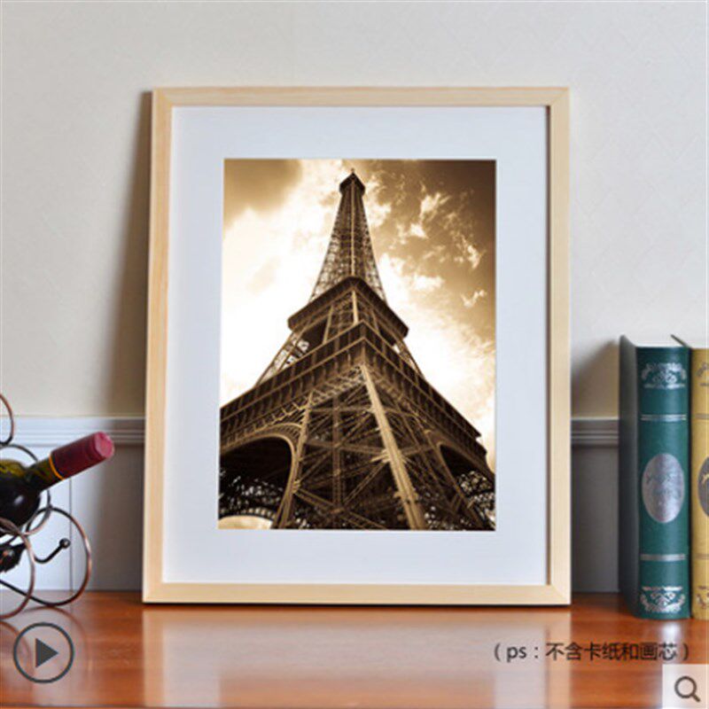 拼图相框大型实木框简约画框挂墙相片框外框装裱黑色外框定制摆台