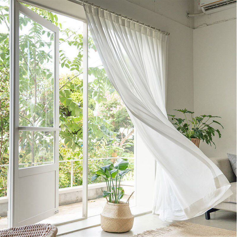 简约现代白色雪纺纱纯白不透人半遮光卧室客厅书房阳台飘窗窗纱,居家布艺,定制窗帘,淘宝优惠券,粉丝福利购,淘宝优惠卷