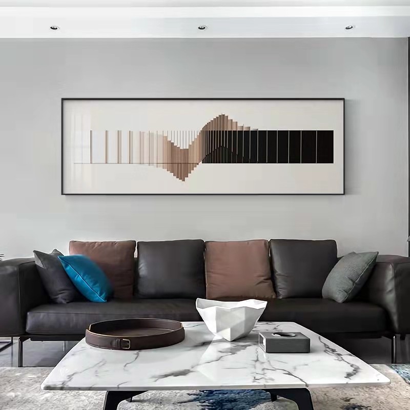 轻奢意式横版卧室装饰画高级感房B间主卧床头挂画极简抽象客厅壁