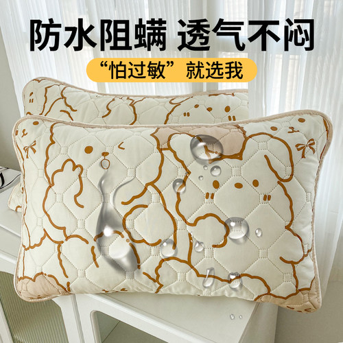 防水枕套一对装防口水头油枕巾套单人枕头保护套48x74枕芯内胆套2