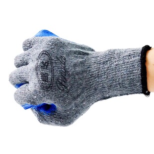 鹏达皱纹劳保手套皱纹浸胶工作耐磨防滑加厚棉线挂胶干活胶皮手套