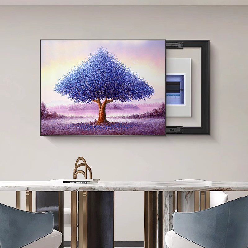 免打孔推拉轨道电表箱装饰画现代简约遮挡配电箱电闸盒空开关挂画