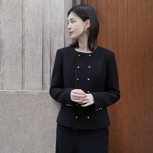 双排扣小香外套高端气质套装 100绵羊毛中式 小个子秋冬 YOLLA