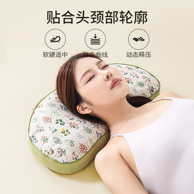 如奕荞麦枕头护颈椎助睡眠枕芯成人夏季护颈家用全棉韩式小猫耳枕