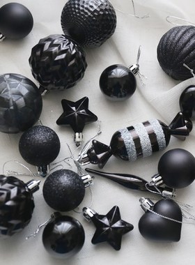 5CM黑色圣诞球异形球8CM洒粉糖果洋葱球6CM圣诞树装饰品挂饰摆件