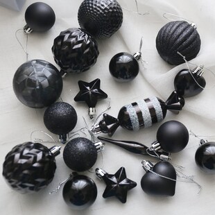 5CM黑色圣诞球异形球8CM洒粉糖果洋葱球6CM圣诞树装饰品挂饰摆件