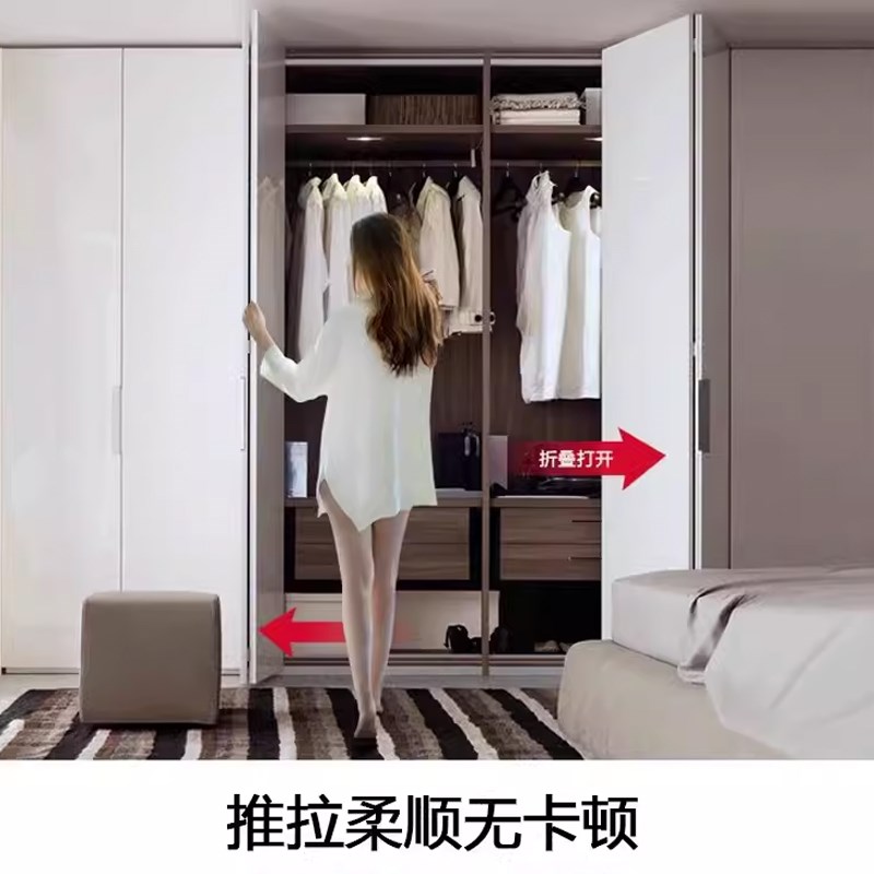 衣柜折叠移门滑轮静音推拉五金配件移动吊轮隐形衣柜家用轨道滑轨