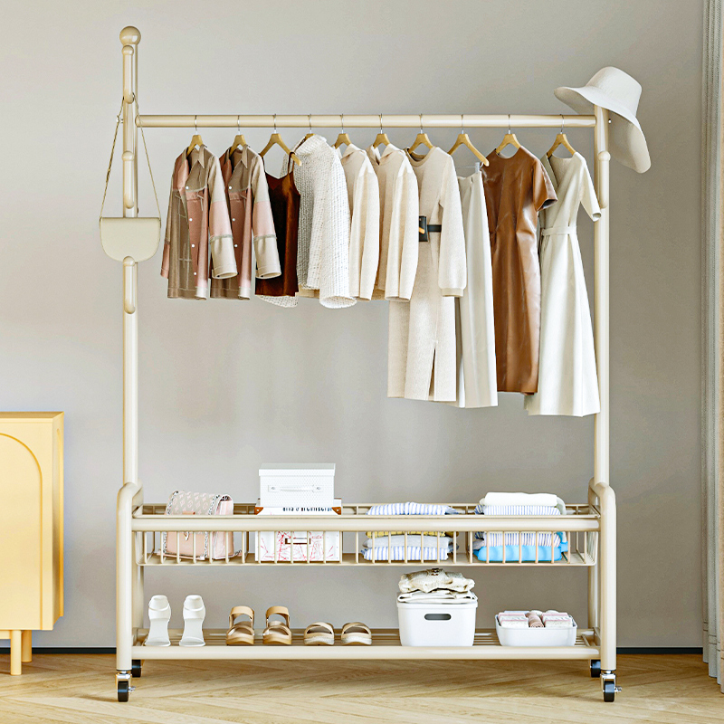 挂衣架落地卧室i家用室内可移动晾衣架子阳台小型晾衣杆简易衣帽