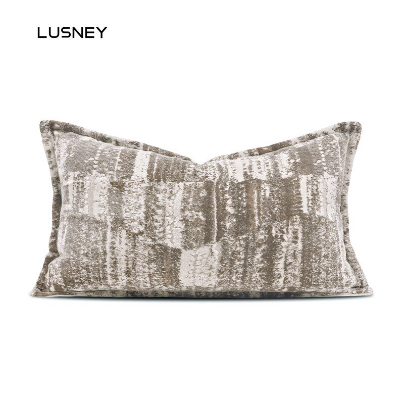 侘寂床轻奢高级感抱枕沙发客厅米间割绒定制样板咖风上腰枕靠垫套