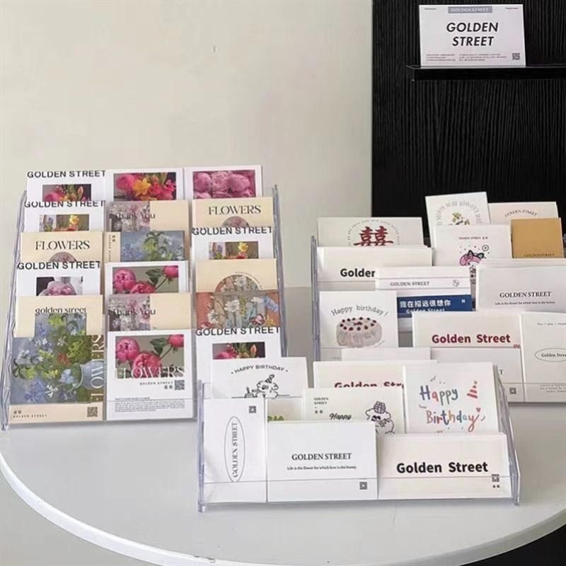 吧唧展示架透明桌面谷子收纳盒阶梯架子立牌卡片徽章亚克力小卡CD