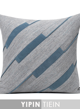 藝品灰蓝色沙发抱枕现代简约风格样板间售楼部客厅靠垫高端靠枕