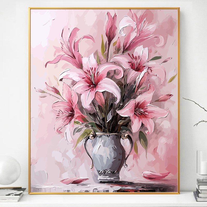 娇嫩艳丽画画diyl数字油画填充填色画手工手花卉绘解闷涂色油彩画