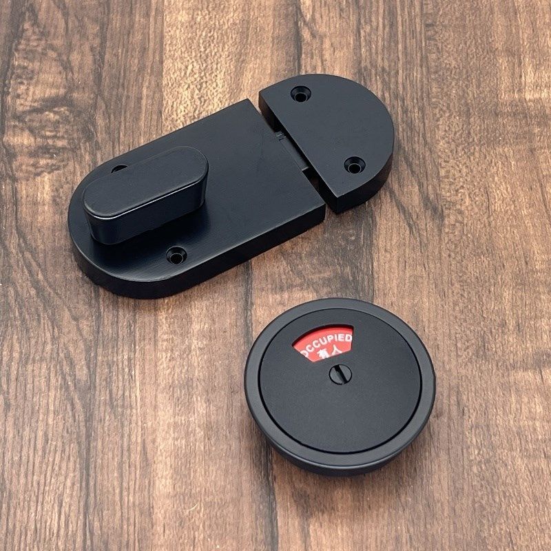 公共厕所卫生间隔断五金配件不锈钢门锁有人无人插销锁隔板指示锁