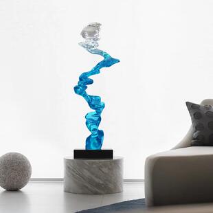 冉冉上升现代抽象透明轻奢高级雕塑样板间客厅电视柜入户玄关摆件