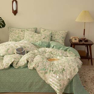 2022新款全棉印花四件套小清新花卉蕾丝边嵌条纯棉斜纹13372套件