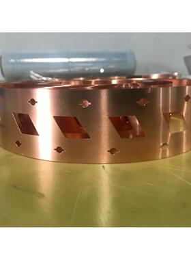 32650螺柱电池连接片铜连接片T2紫铜0.2*43.2*32.5无支架款