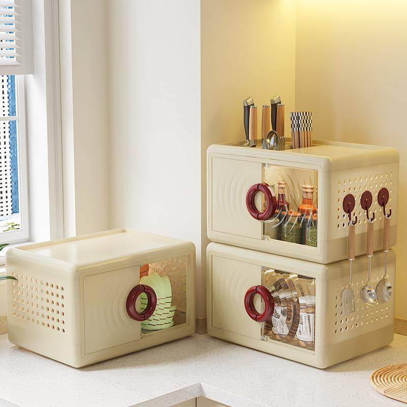 风家用储物架大容量多层厨房收纳盒收纳置物架台面奶油调料可叠加