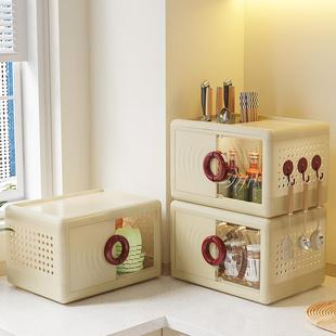 风家用储物架大容量多层厨房收纳盒收纳置物架台面奶油调料可叠加