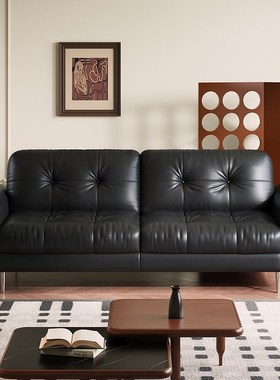 新款法式复e古风艺沙发客厅中古风小户型极简羽绒黑色星云沙发