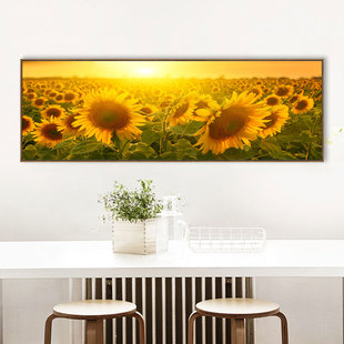 饰画卧室床头壁画沙发背景墙挂画 唯美阳光向日葵现代轻奢装 395