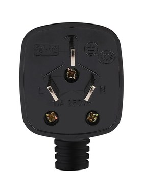 黑色国标三角电源插头 工业16A大功率空调热水器三相家用接线纯铜