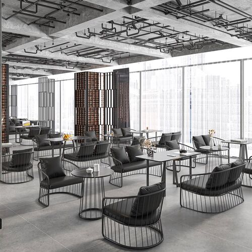 奶茶店铁艺卡座沙发办公摄影楼咖啡厅工业风洽谈会客接待桌椅组合