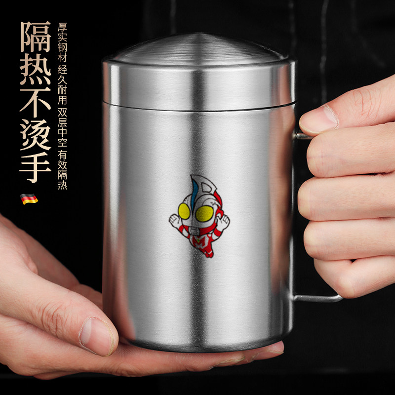 316不锈钢水杯儿童家用牛奶杯有盖防烫摔杯子幼儿园宝宝喝水口杯